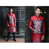 Áo dài cách tân nam họa tiết phương Đông từ NTK Minh Châu