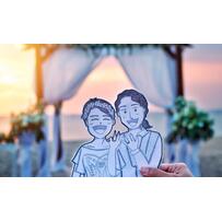 Cô dâu chú rể dùng hình vẽ chibi thay mình chụp ảnh ngày cưới Cô dâu chú rể dùng hình vẽ chibi thay mình chụp ảnh ngày cưới