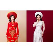 Lương Bích Hữu rạng rỡ với áo dài cưới truyền thống