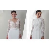 Áo dài ren trắng tinh khôi theo phom dáng váy cưới