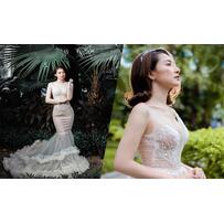 Minh Khuê 'Cô gái xấu xí' gây bất ngờ khi mặc váy cưới