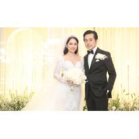 Sara Lưu biến hóa phong cách với váy '2 trong 1' tại tiệc cưới