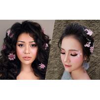 Trang điểm cô dâu tông hồng đơn sắc ngọt ngào